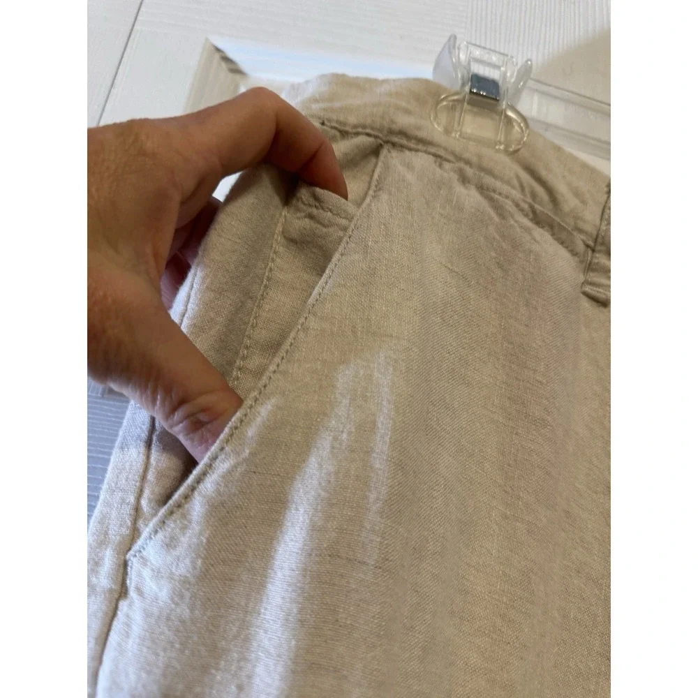 Vintage Old Navy 100% Linen Pants Men's 36x32 Oatmeal Button Fly Straight